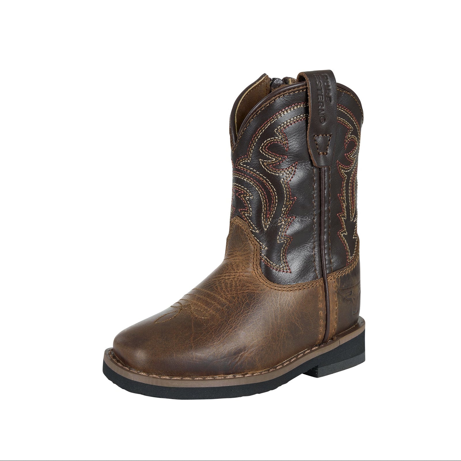 Brown cowboy boot on a white background
