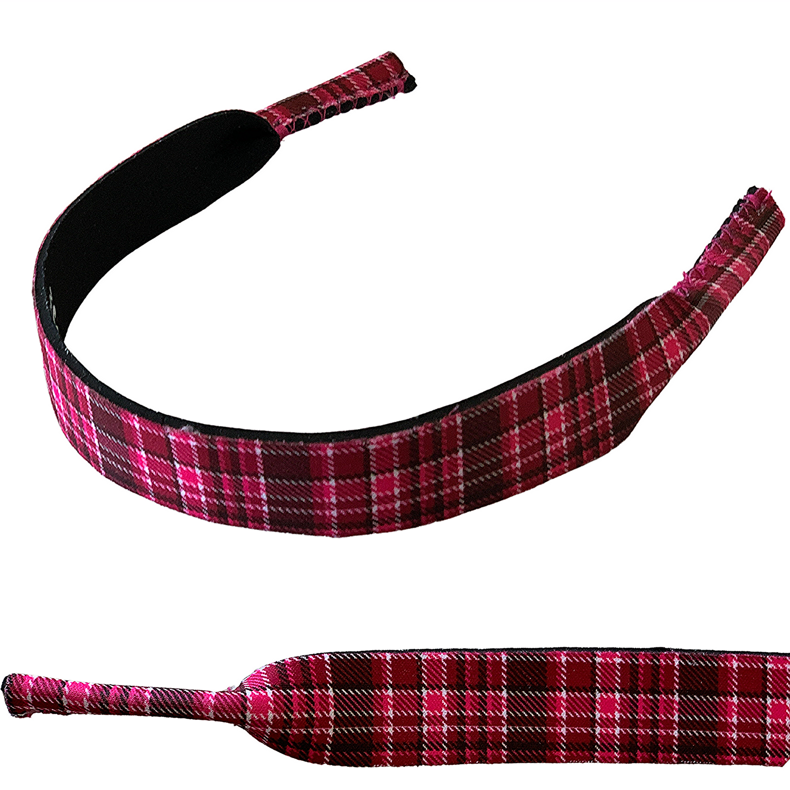 Rocky Mavericks Pink Plaid Sunglasses Strap. A pink plaid neoprene sunglasses strap.