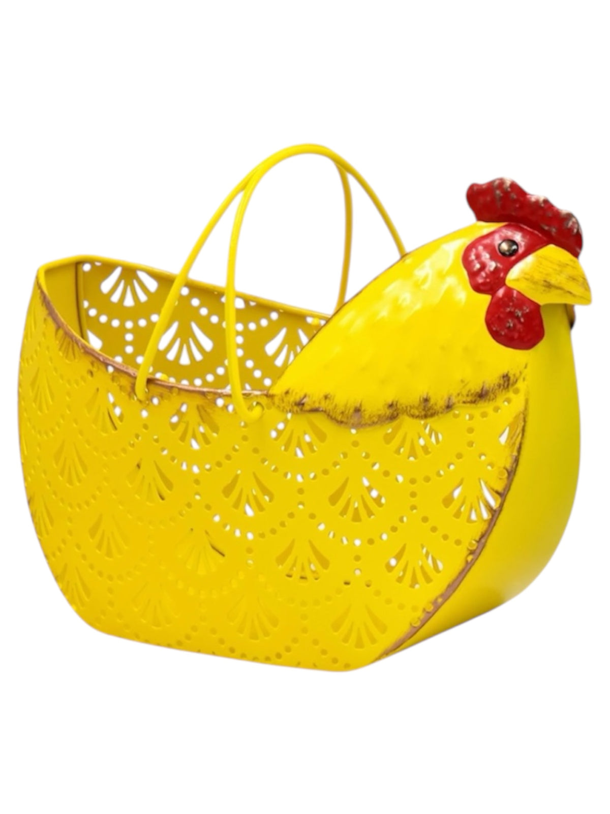 Metal Chicken Basket - Yellow