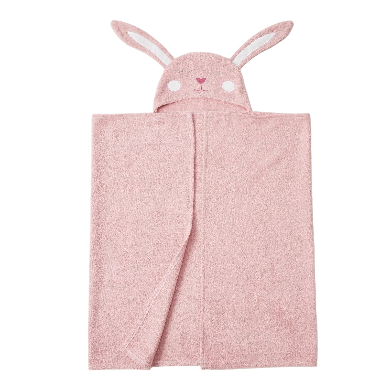 Pink bunny hooded towel on a white background