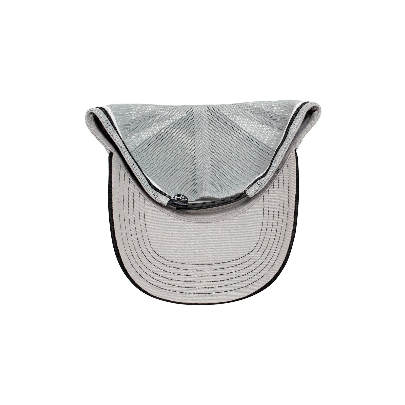 Roper Trucker Cap. Clear plastic visor with a black rim on a white background