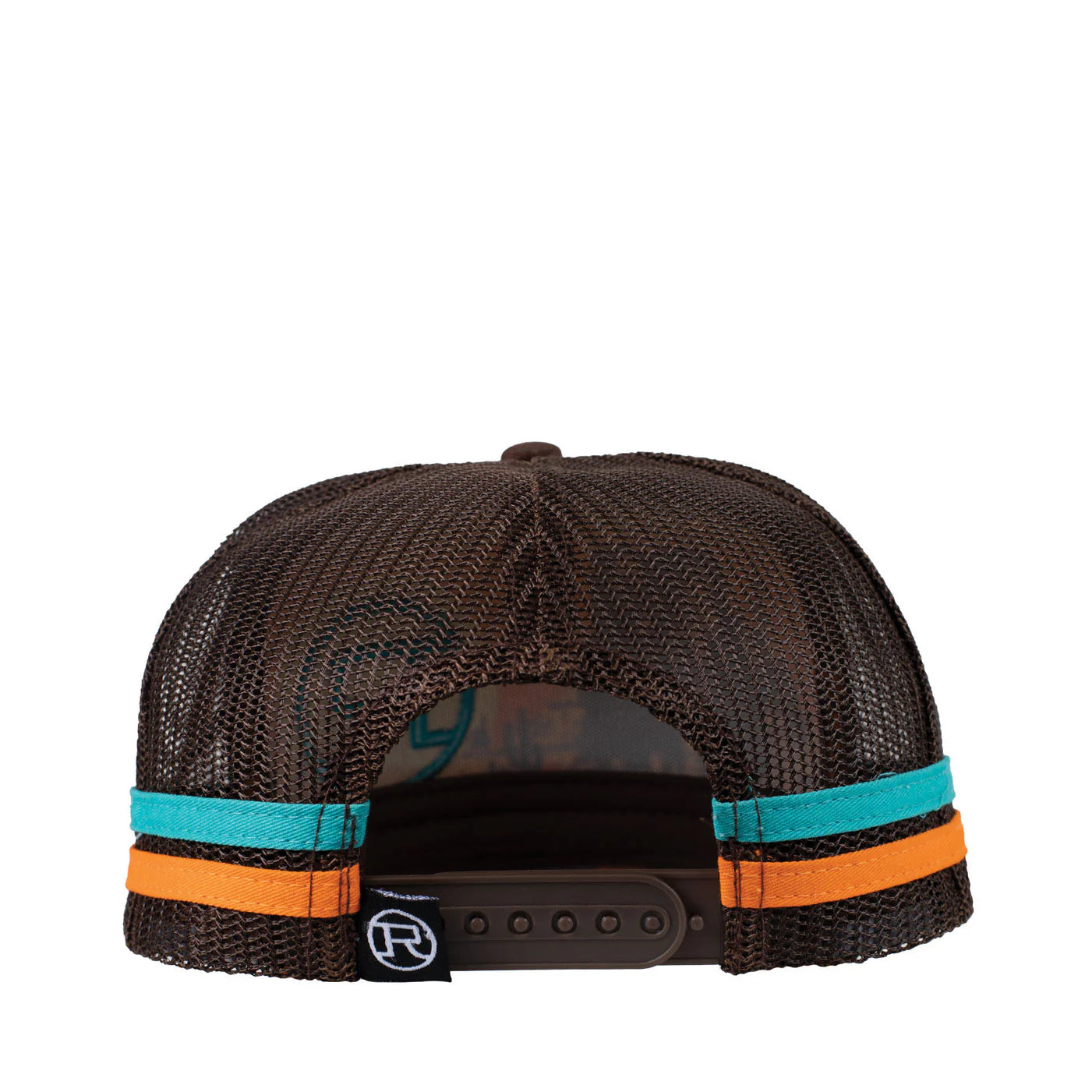 Roper Trucker Cap Cowfolk Sunset. Trucker hat with desert scene and logo on a white background