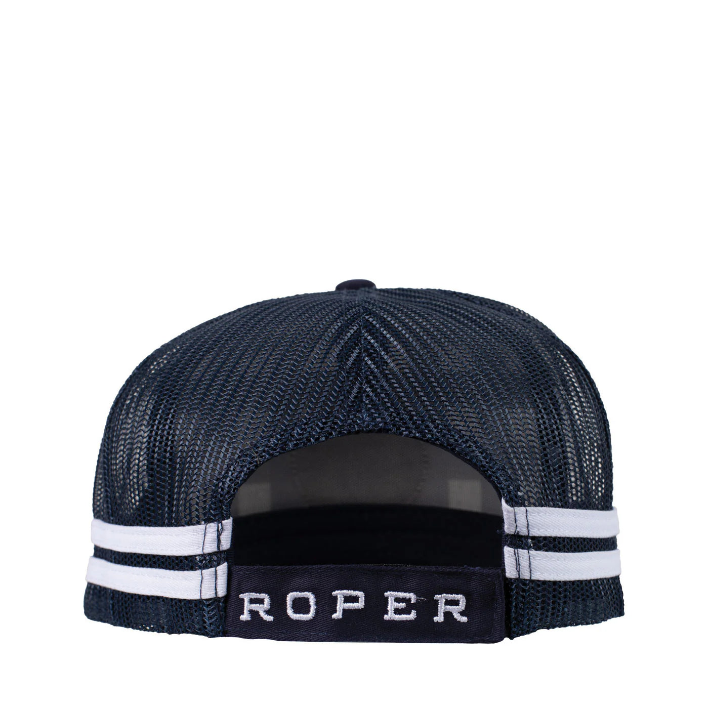 Roper Trucker Cap Mini Plaid. Checkered cap with mesh back and leather patch on a white background