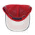 Roper Trucker Cap Patch. Red and navy trucker hat with mesh back and leather patch on a white background