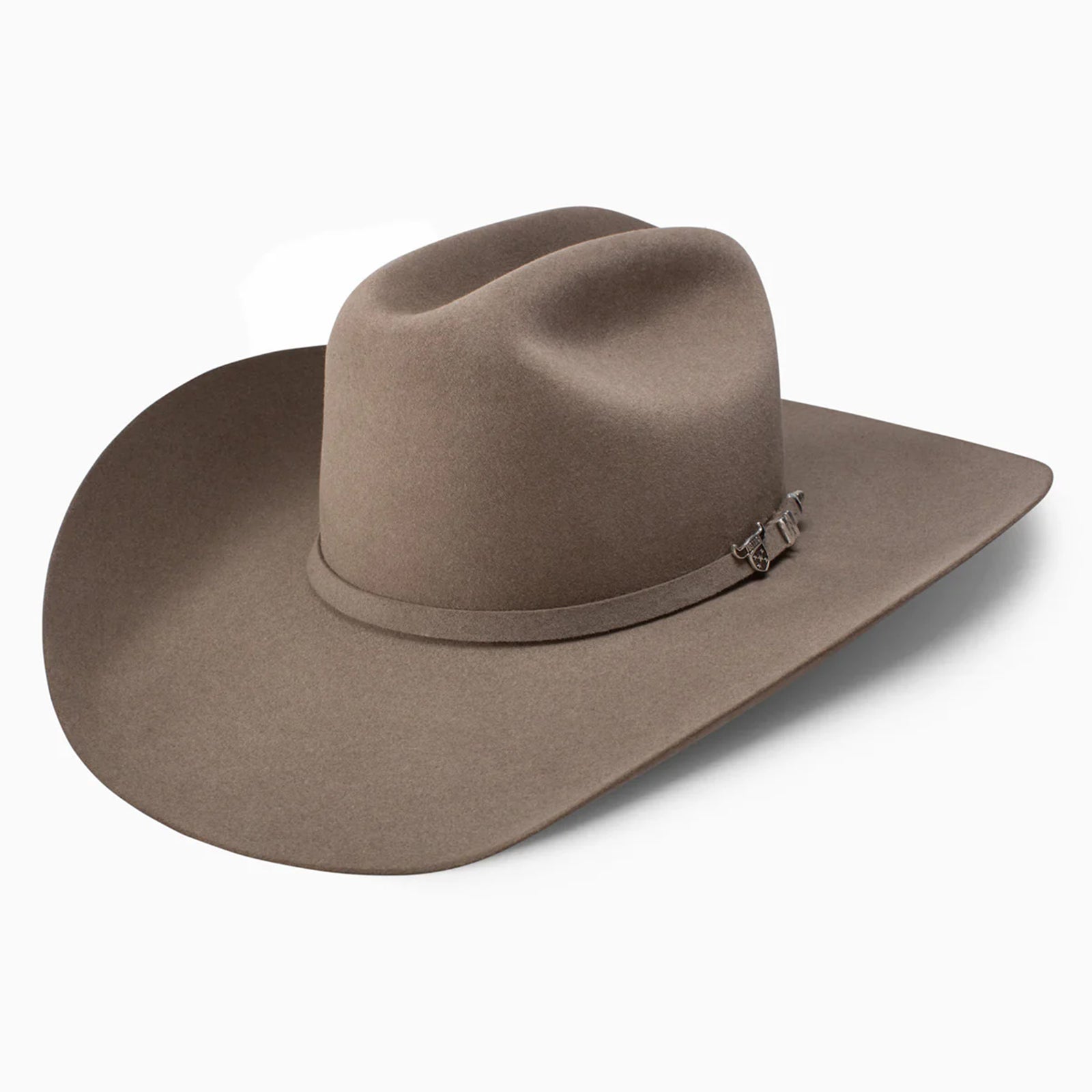 Resistol 6X USTRC Felt Cowboy Hat. A brown felt cowboy hat with a cattleman's crown and a brim, featuring a leather sweatband.