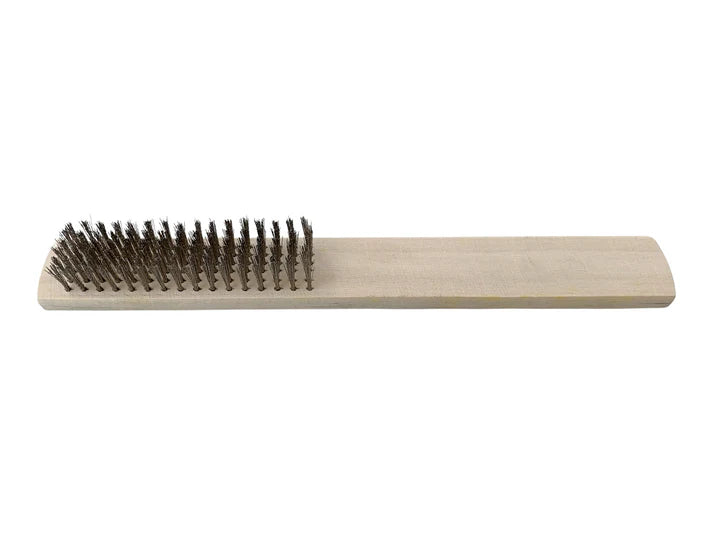 Roughstock Rosin Bronc Wire Brush. Long-handled brush with metal bristles on a white background