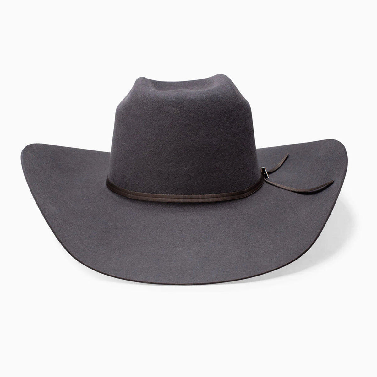 Resistol Cojo 9th Round 3X Wool Felt Cowboy Hat. Gray cowboy hat with a brown band on a white background