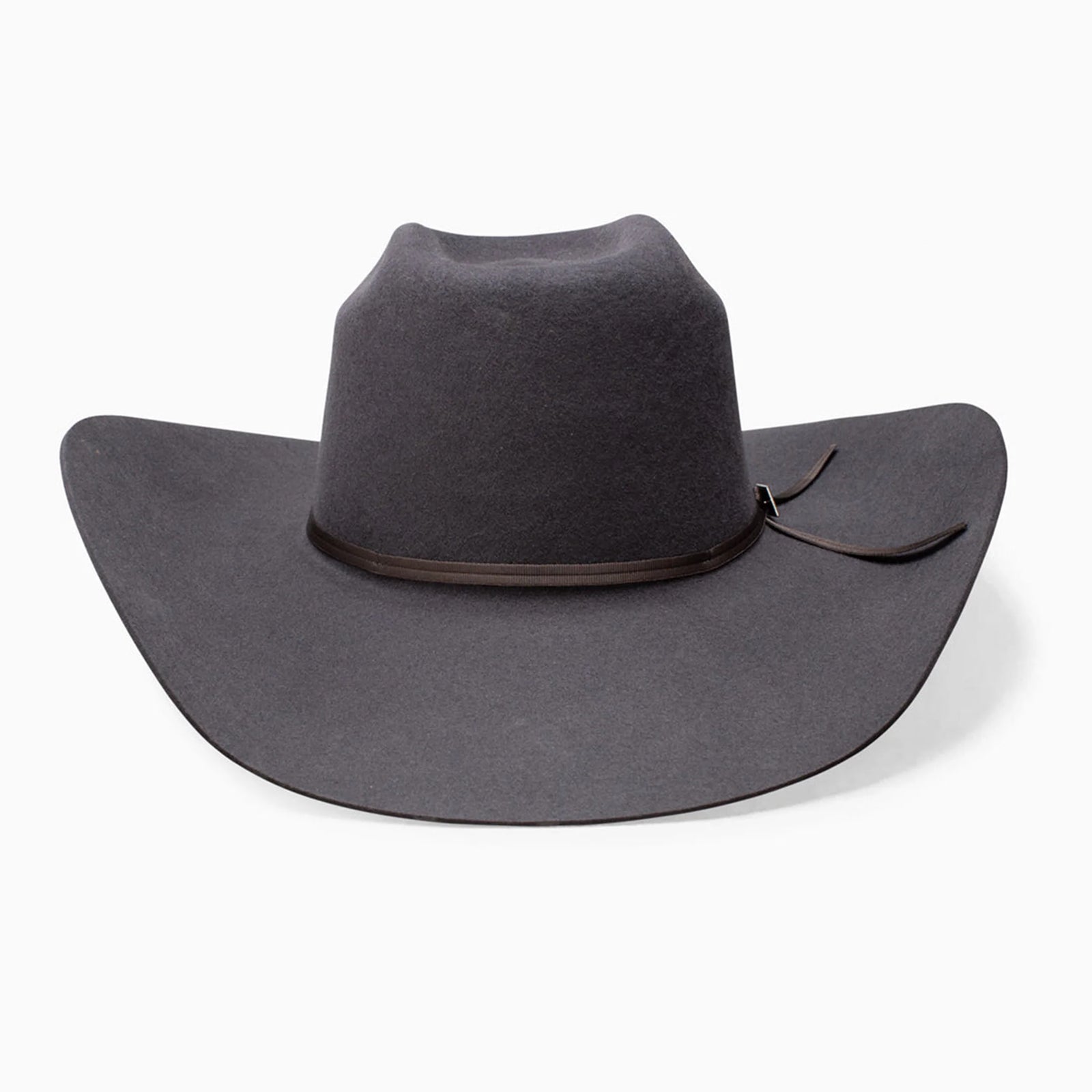 Resistol Cojo 9th Round 3X Wool Felt Cowboy Hat. Gray cowboy hat with a brown band on a white background