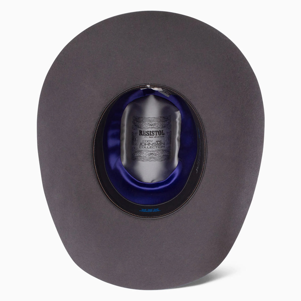 Resistol Cojo 9th Round 3X Wool Felt Cowboy Hat. Gray cowboy hat with Resistol branding on a white background