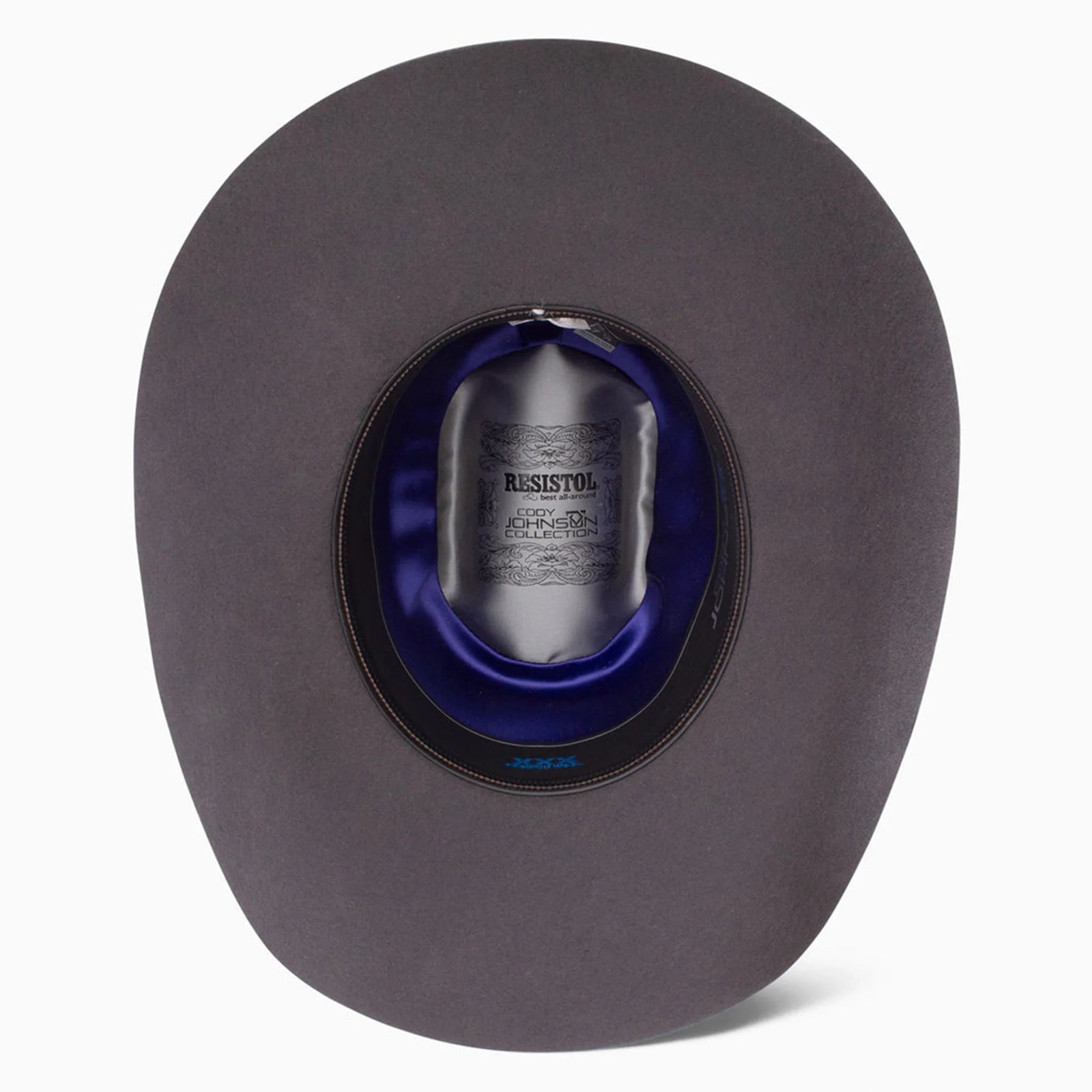 Resistol Cojo 9th Round 3X Wool Felt Cowboy Hat. Gray cowboy hat with Resistol branding on a white background