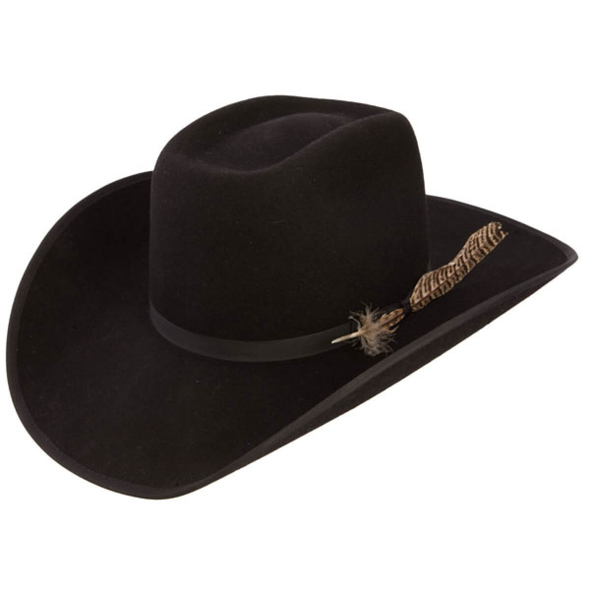  Resistol Holt Jnr Kids Felt Cowboy Hat, black color, with a decorative pin on the side.