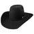 Resistol 3X Pay Window Felt Cowboy Hat. A black felt cowboy hat with a rounded brick crown and a regular shape, featuring a 4 1/4 inch brim and a decorative pin on the band.