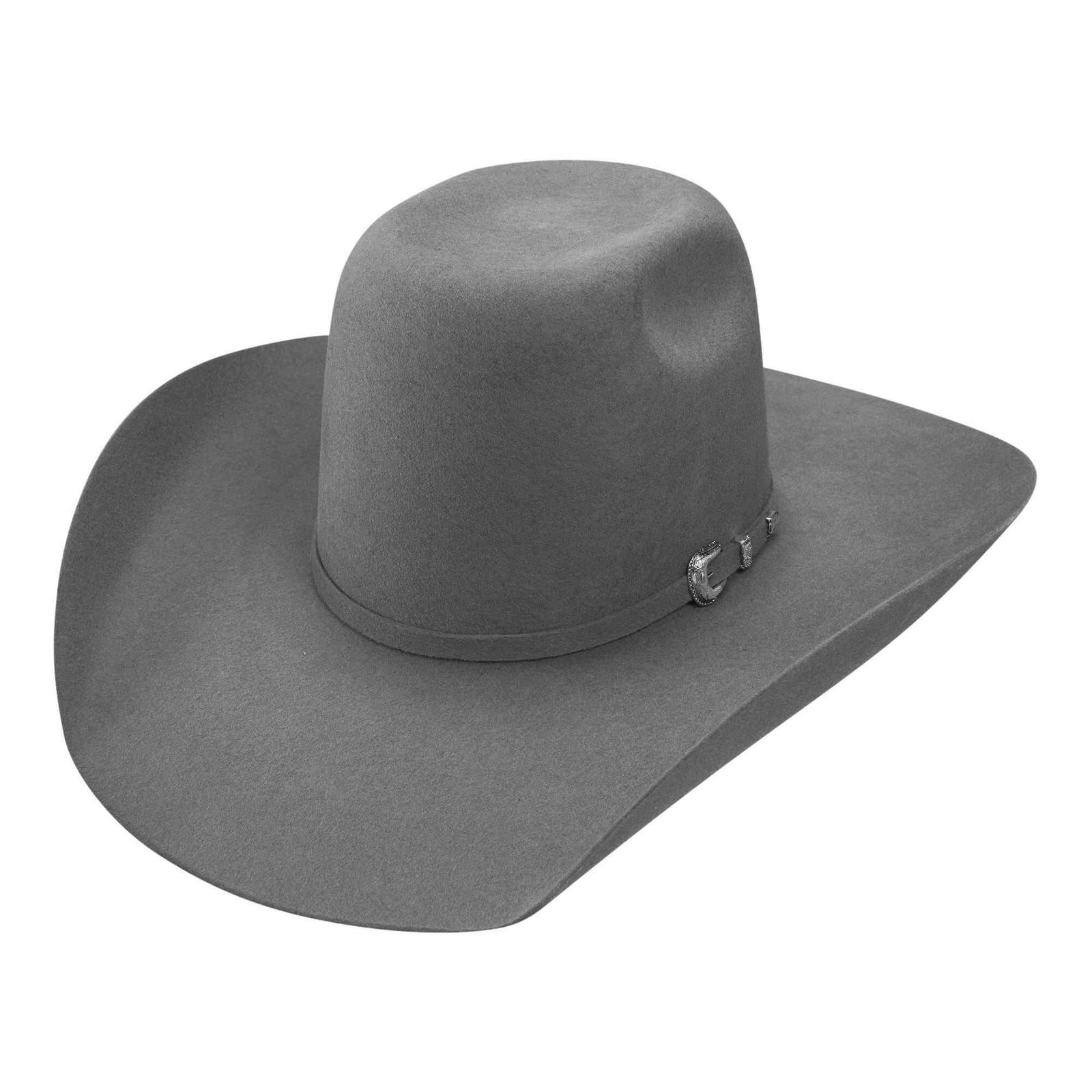 Resistol 3X Pay Window Felt Cowboy Hat. A black felt cowboy hat with a rounded brick crown and a regular shape, featuring a 4 1/4 inch brim and a decorative pin on the band.