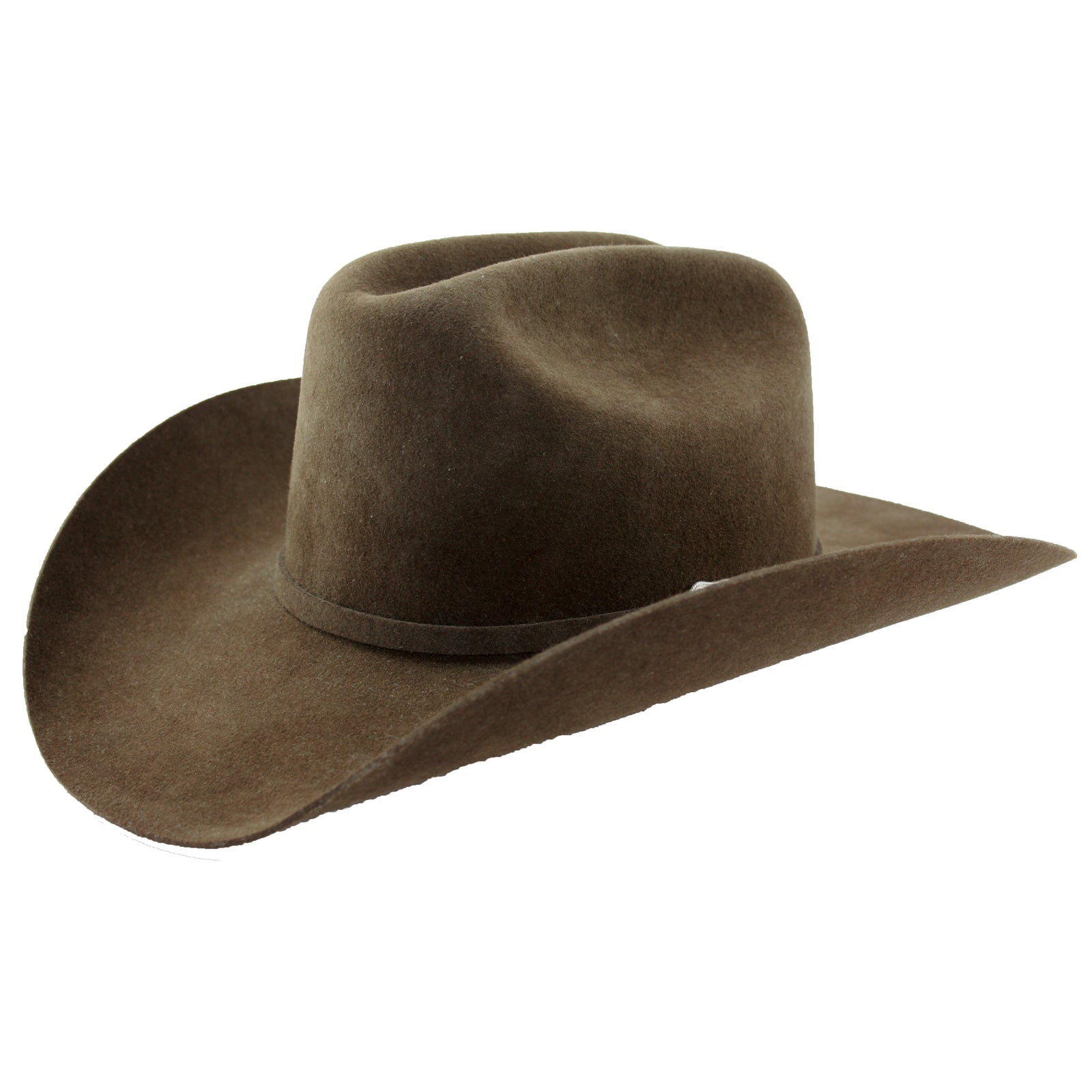 A brown Resistol 3X Tucker Felt Cowboy Hat with a 4" brim and 4 5/8" crown.