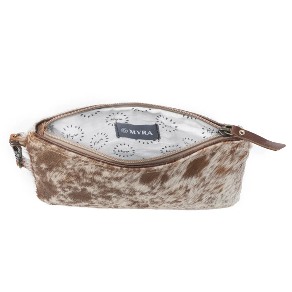 Myra White & Brown Hairon Pouch