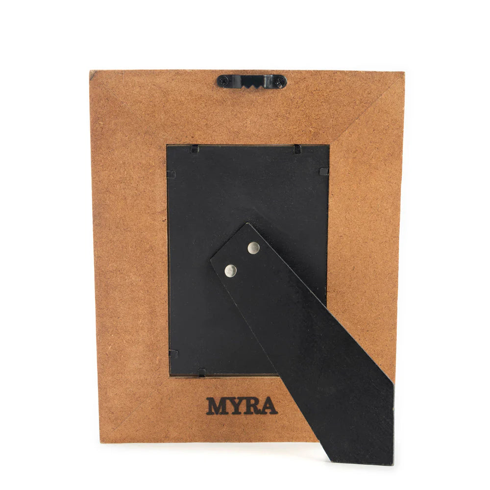 Prairie Breeze Picture Frame. Black leather accessory on kraft paper background