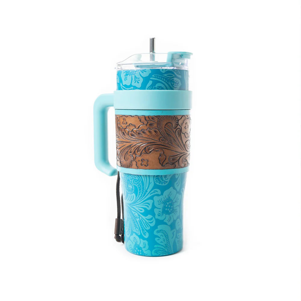 Wide Wyoming Tumbler in Blue with Tooling