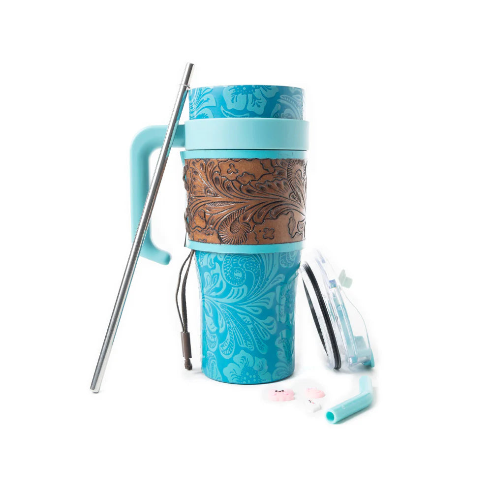 Wide Wyoming Tumbler in Blue with Tooling