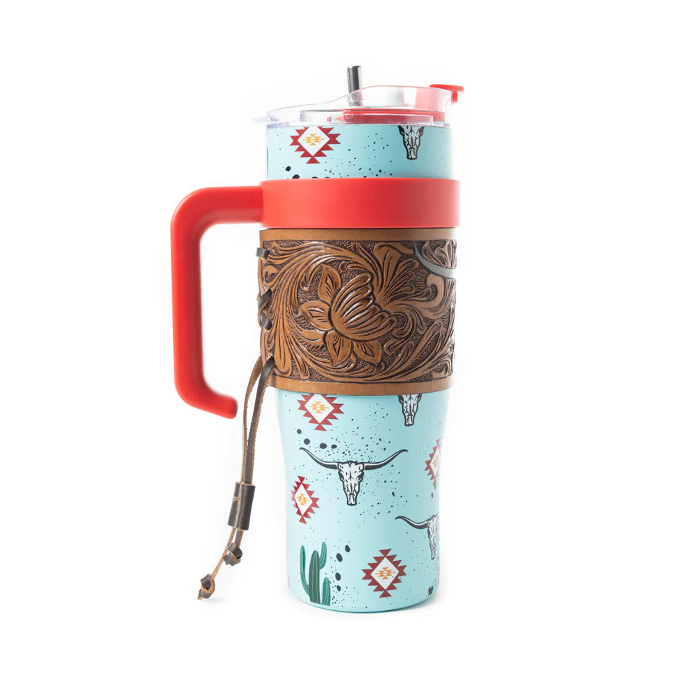 Wide Wyoming Tumbler in Sea Blue with Tooling