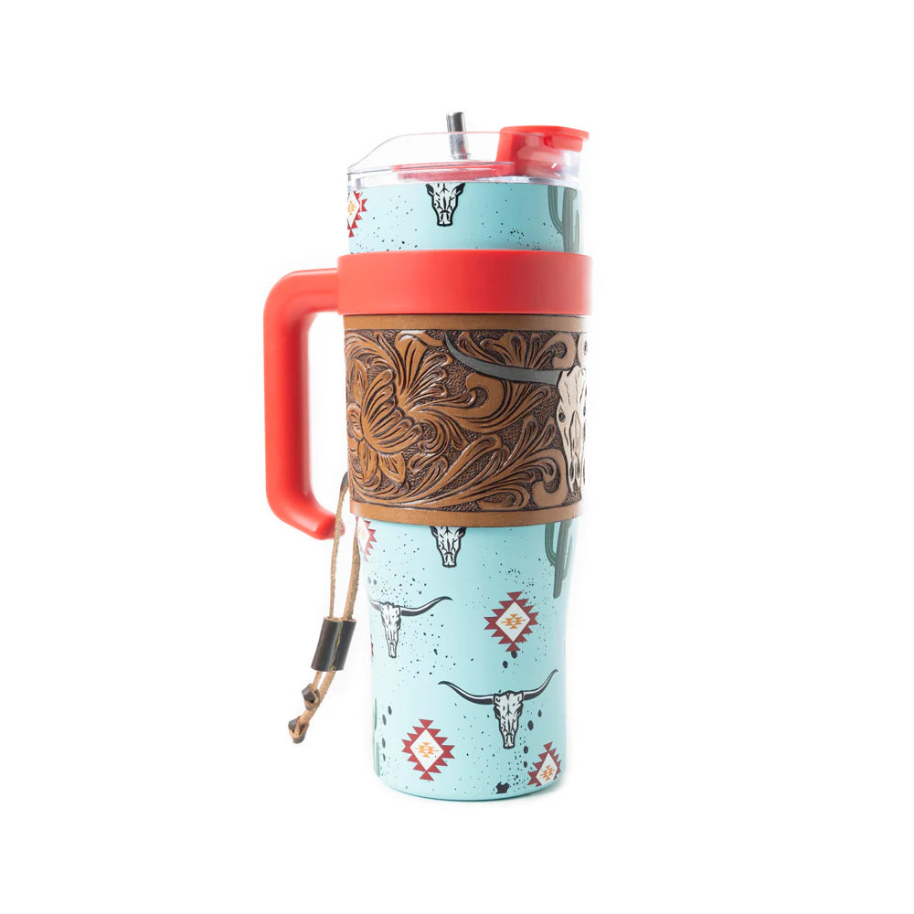Wide Wyoming Tumbler in Sea Blue with Tooling