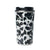 Western Trail Brew Stainless Steel Mug in Black Leopard Print. Travel mug with black and white cow print pattern on a white background