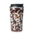 Western Trail Brew Stainless Steel Mug in Brown Leapard Print. Travel mug with cow print design on a white background