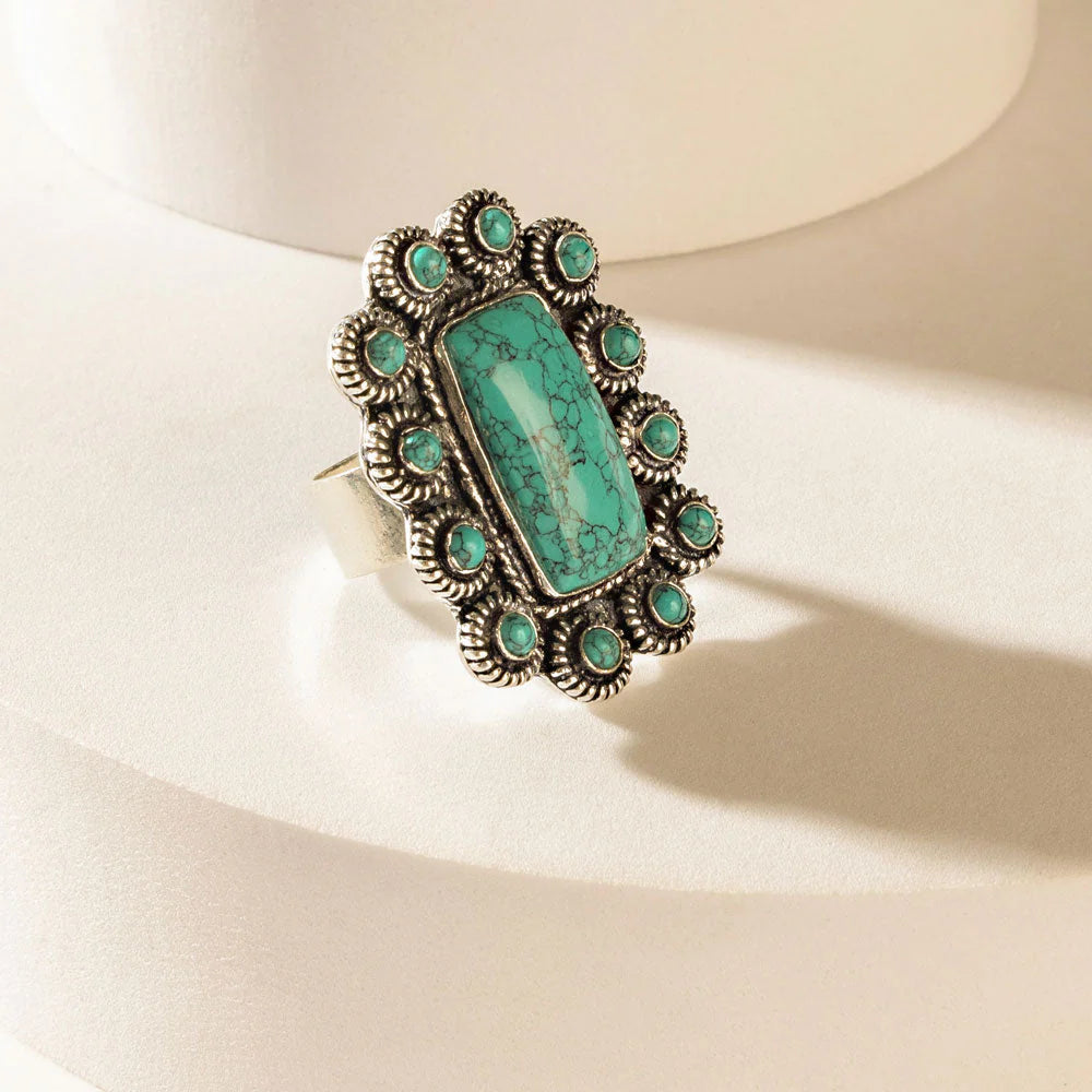 The Stoneveil Ring in Storm Teal