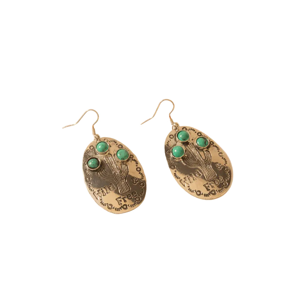 Wild Saguaro Earrings in Moon Silver