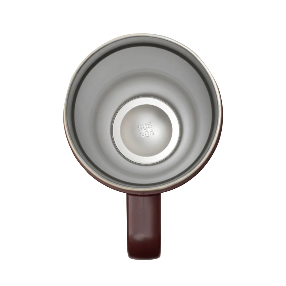 Gray mug with a handle on a white background
