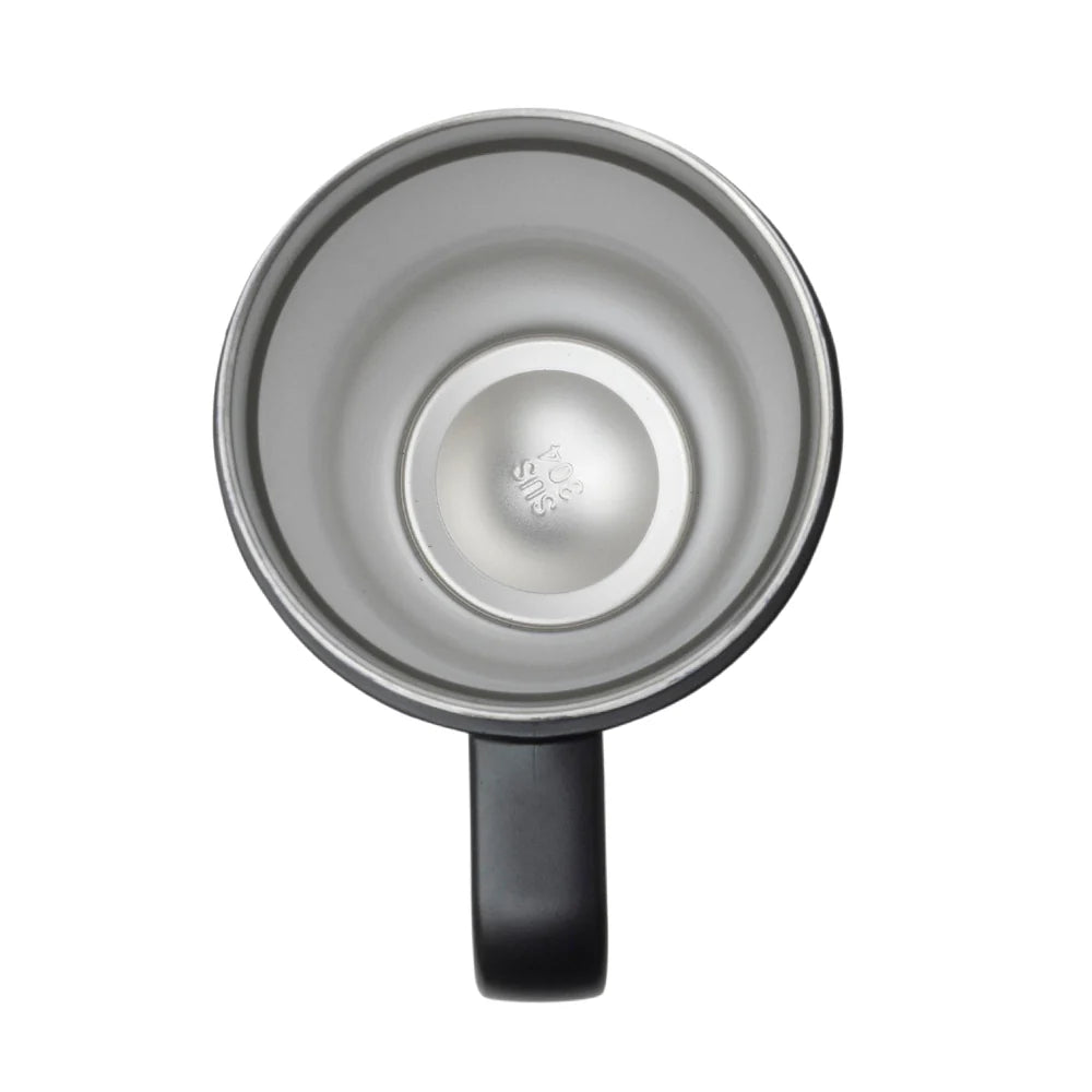 Silver pot with a handle on a white background