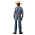 Ariat Boy's B5 Slim Bennet Straight Leg Jean. Person wearing blue jeans and a plaid shirt on a white background