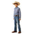 Ariat Boy's B5 Slim Bennet Straight Leg Jean. Young boy wearing a plaid shirt, jeans, and cowboy hat on a white background