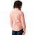Ariat Girl's Team Kirby L/S Western Shirt. Young girl wearing a pink striped shirt with 'Ariat' branding on a white background