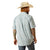 Ariat Men's Pro Series Glennie Classic Fit S/S Western Shirt. Man wearing a light blue checkered shirt, jeans, and a cowboy hat on a white background