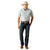 Ariat Men's Pro Series Geoffery Classic Fit S/S Western Shirt. Man wearing a plaid shirt, jeans, cowboy hat, and brown boots on a white background