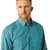 Ariat Men's Jordy Classic Fit L/S Western Shirt. Man wearing a teal patterned shirt on a white background