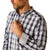 Ariat Men's Ocean Plaid Wrinkle Free L/S Western Shirt. Man wearing a plaid shirt and jeans on a white background