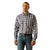 Ariat Men's Ocean Plaid Wrinkle Free L/S Western Shirt. Man wearing a plaid shirt and jeans on a white background