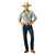 Ariat Men's M8 Modern Shawn Straight Leg Jean. Man wearing a plaid shirt, jeans, and a cowboy hat on a white background