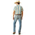 Ariat Men's M7 Tustin Slim Fit Straight Leg Jean. Person wearing light blue jeans and a striped shirt on a white background