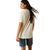 Ariat Women's Rodeo T-Shirt. Woman wearing a white t-shirt and denim shorts on a white background