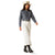 Ariat Women's Billie Jean L/S Western Shirt. Woman wearing a denim shirt, white pants, and a cowboy hat on a white background