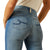 Ariat Women's Elaina High Rise Slim Trouser Jean. Blue jeans worn by a person on a white background