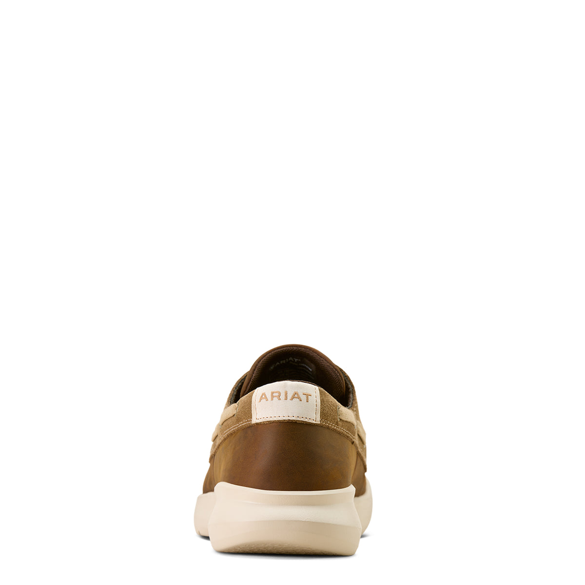Brown sneaker with 'Ariat' logo on a white background