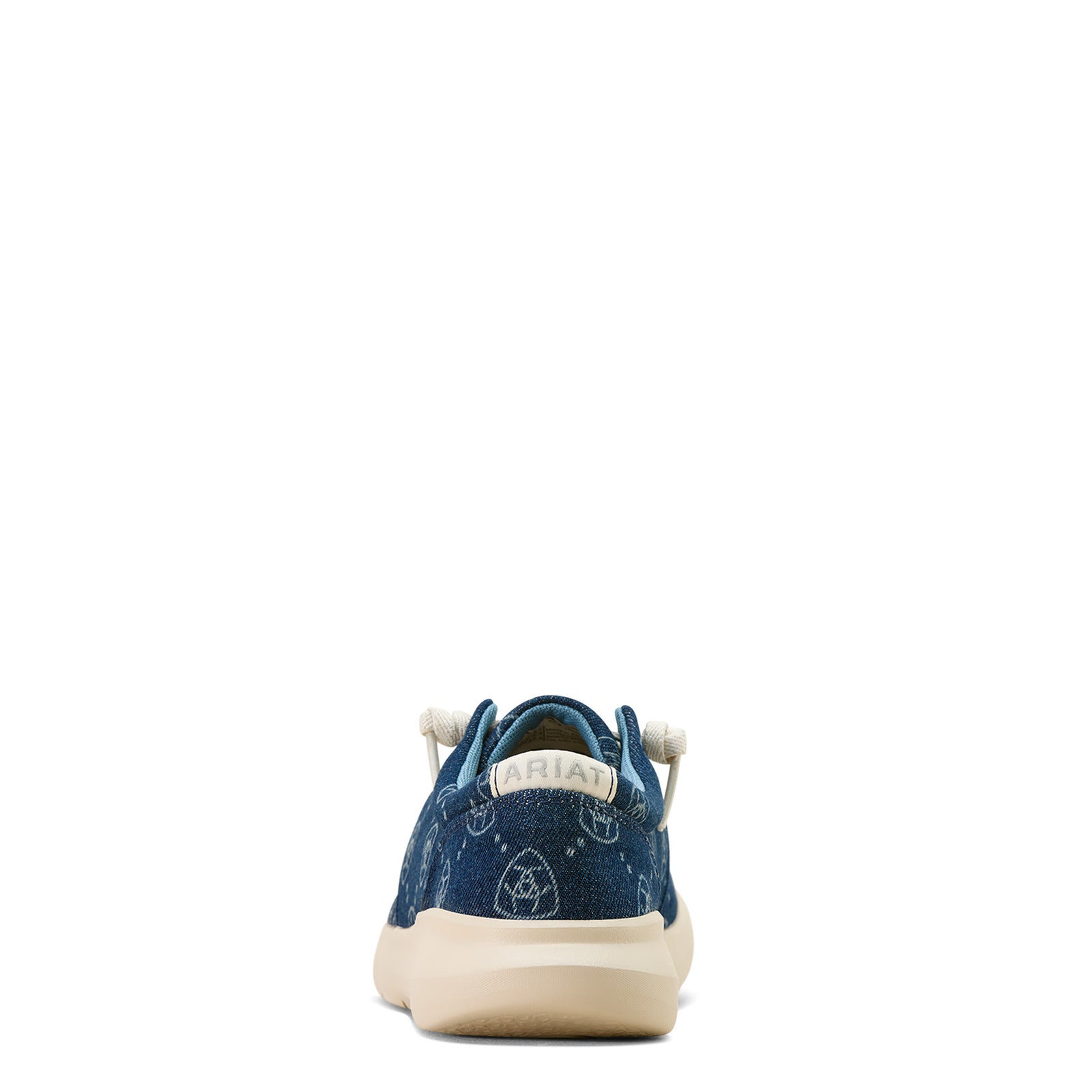 Blue casual shoe with white sole on a white background
