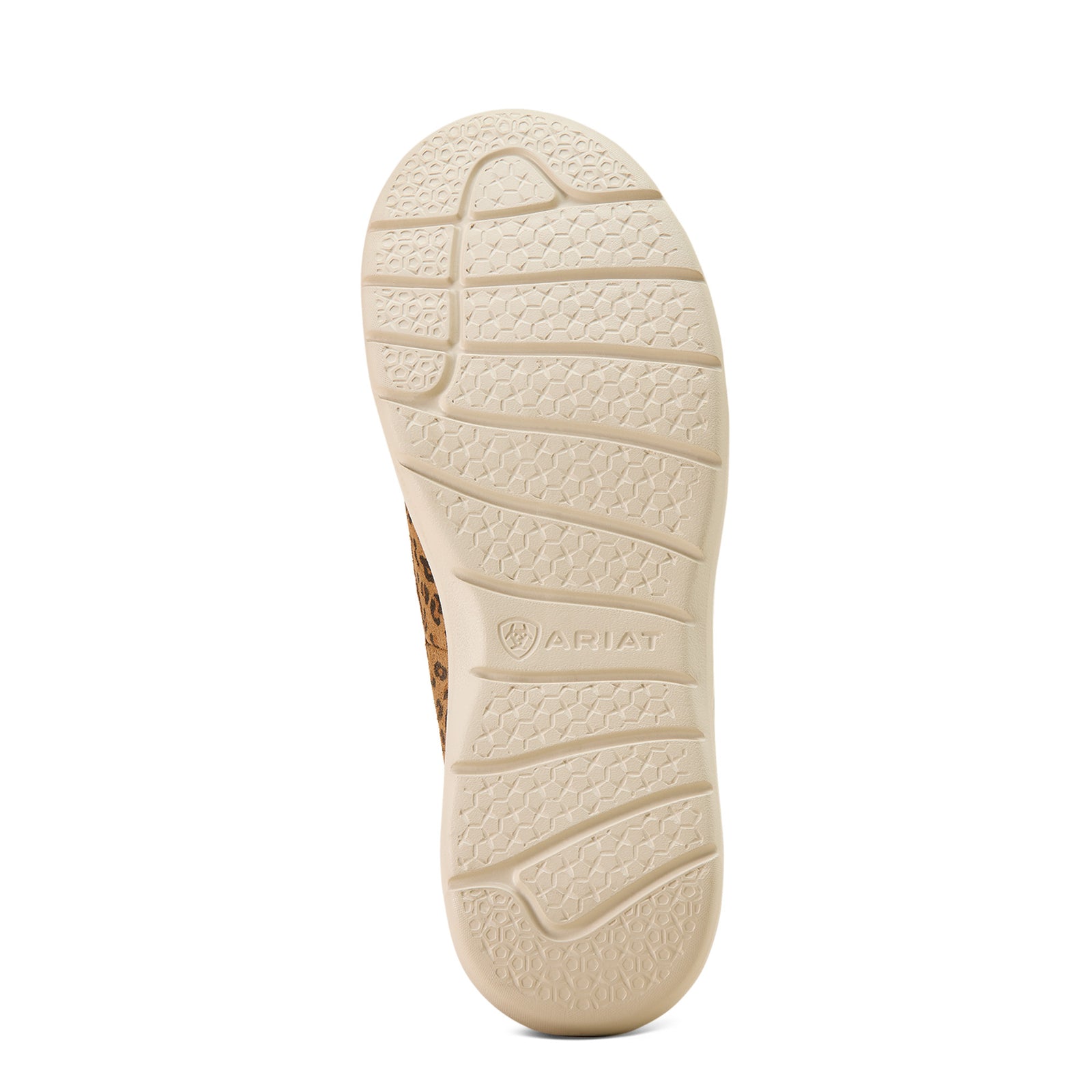 Beige shoe sole with brand logo on a white background