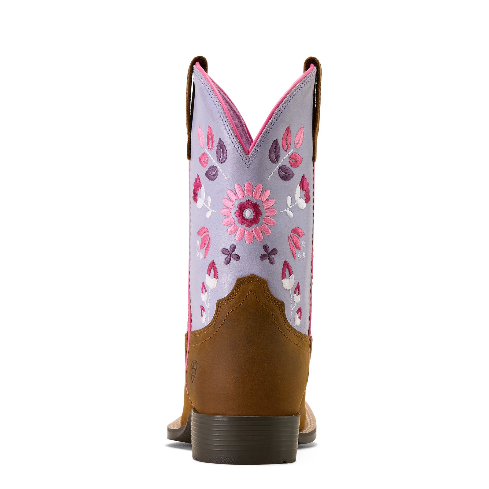 Cowboy boot with floral design on a white background