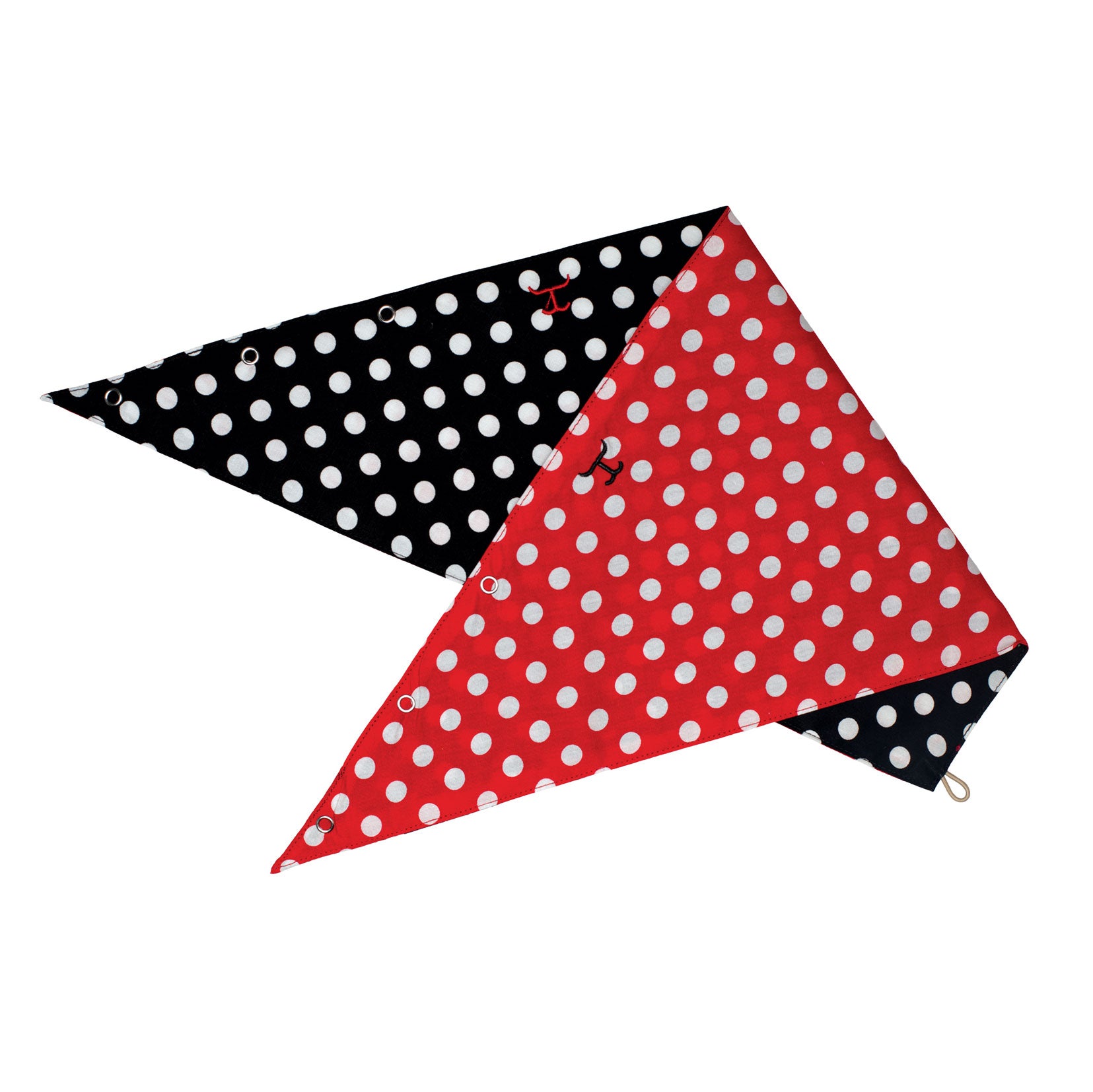 Just Country Carlee Double Sided Scarf. Two triangle-shaped bandanas with polka dot pattern on a white background