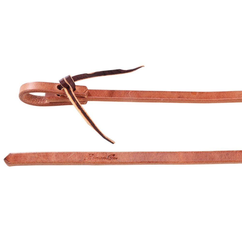 Professional's Choice Harness Leather Split Reins. Brown leather belt with a strap on a white background