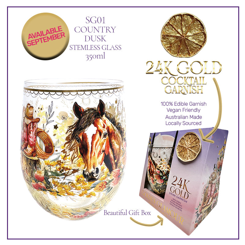 Lisa Pollock Stemless Glass - Country Dusk